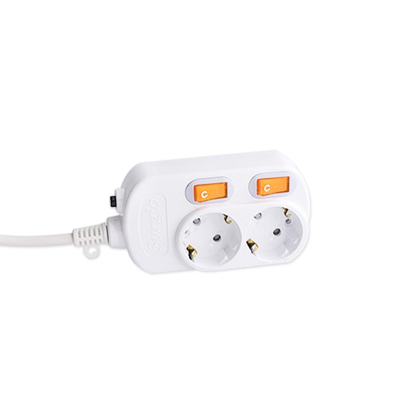 Non-Toxic and Ousless 2 Outlets Soket Standar UE dengan Sakelar Independen Non-Toxic and Ousless 2 Outlets Soket Standar UE dengan Sakelar Independen