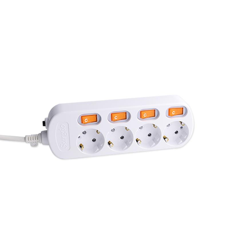 220V-250V 4 Outlet Soket Standar UE dengan sakelar independen 220V-250V 4 Outlet Soket Standar UE dengan sakelar independen