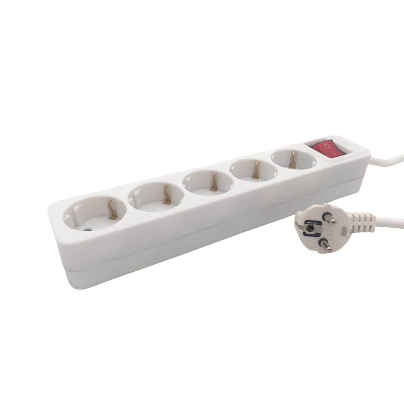 Fireproof PP Shell 5 Outlet Soket Standar UE dengan sakelar