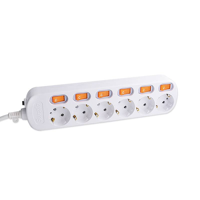 Instalasi Cepat 6 Outlet Soket Standar UE Dengan Sakelar Independen Instalasi Cepat 6 Outlet Soket Standar UE Dengan Sakelar Independen