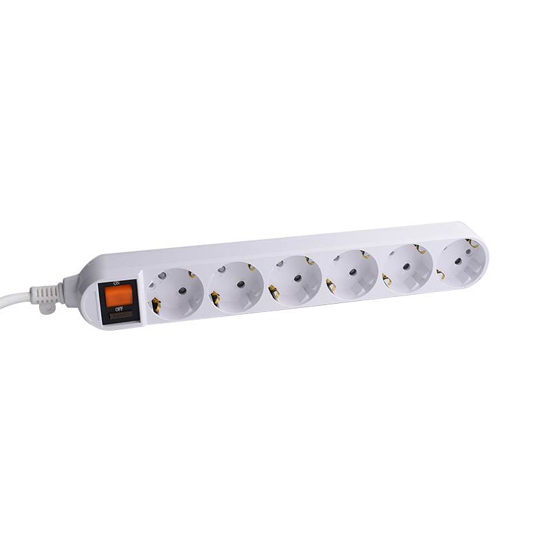 Bahan PC Long Extension Cord 6 Outlets EU Soket Standar Bahan PC Long Extension Cord 6 Outlets EU Soket Standar