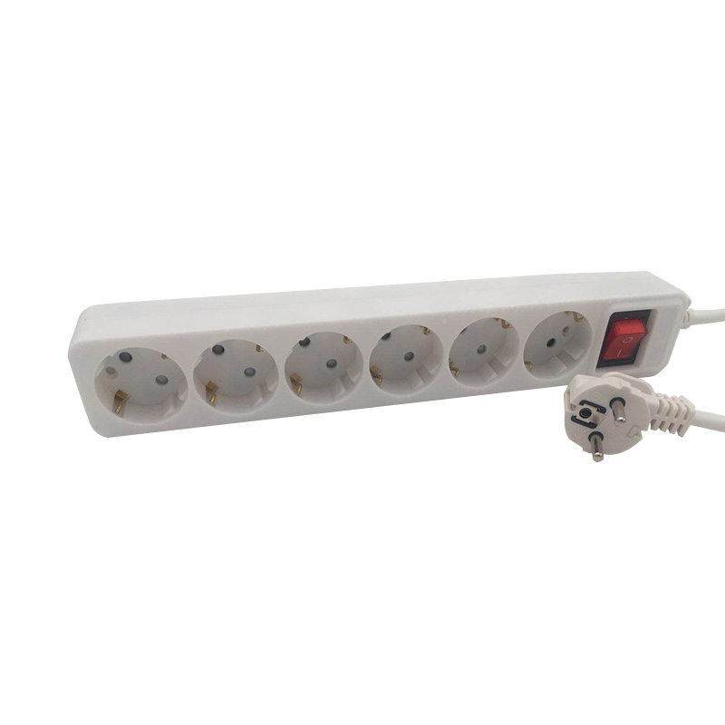 Soket Standar UE Ringkas 6 Outlet dengan Sakelar